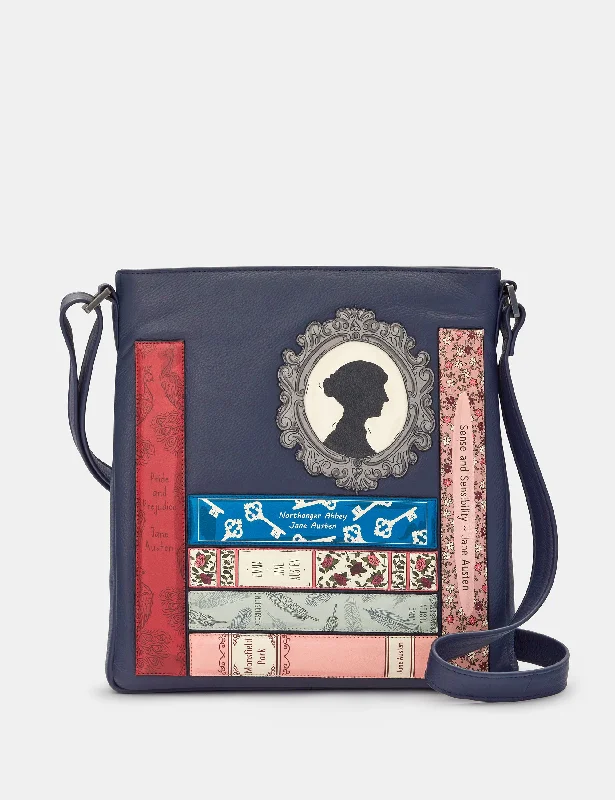 Jane Austen Bookworm Navy Leather Bryant Cross Body Bag