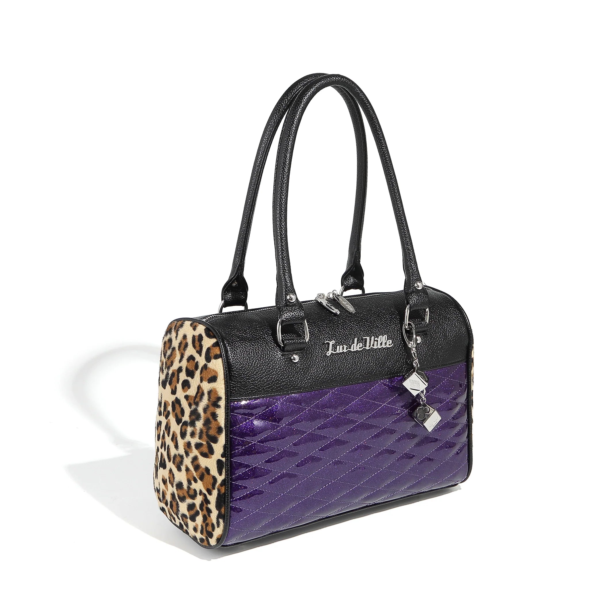 Purple Sparkle & Leopard Atomic Tote Medium