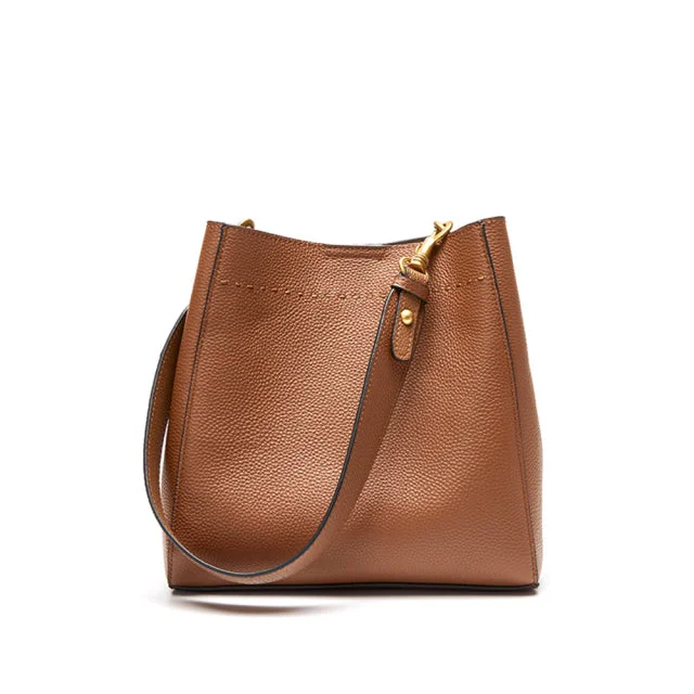 Genuine Leather Large Bucket Shoulder Bag