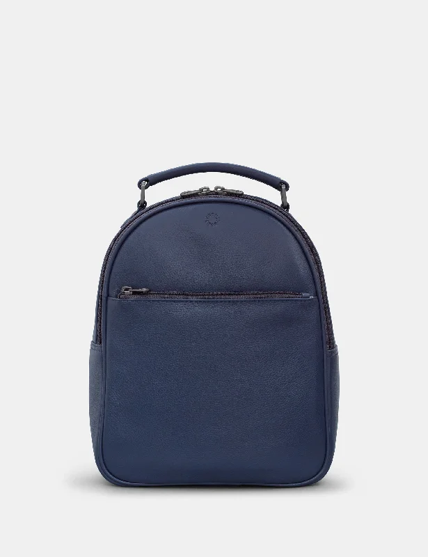 Sloane Navy Leather Backpack