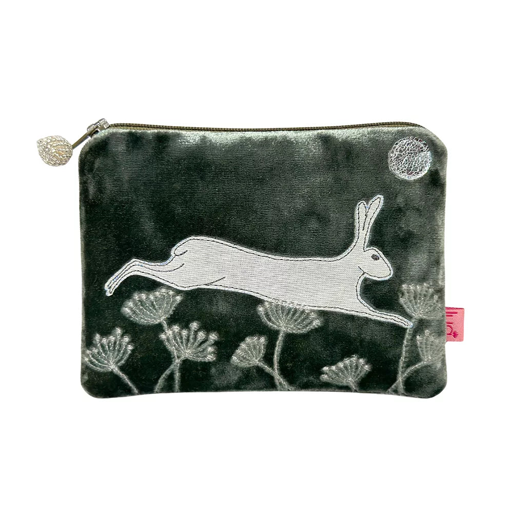 PU269 Dark Sage Leaping Hare Purse By Lua