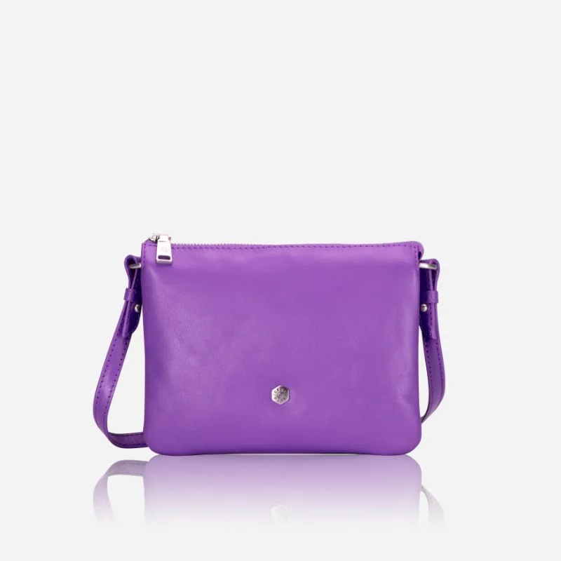 Slim Ladies Leather Crossbody, Electric Iris