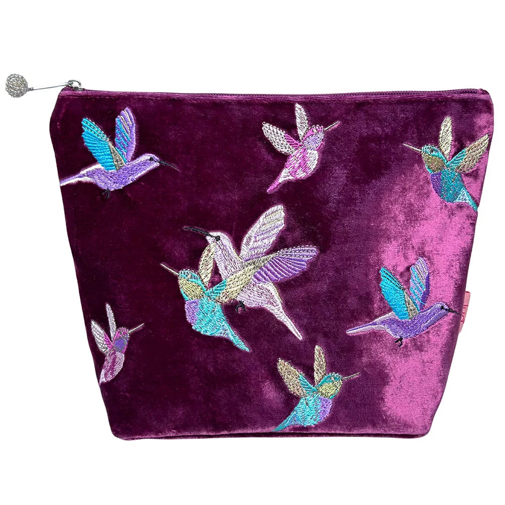 PU241 Plum Hummingbird Large Cosmetic Purse By Lua