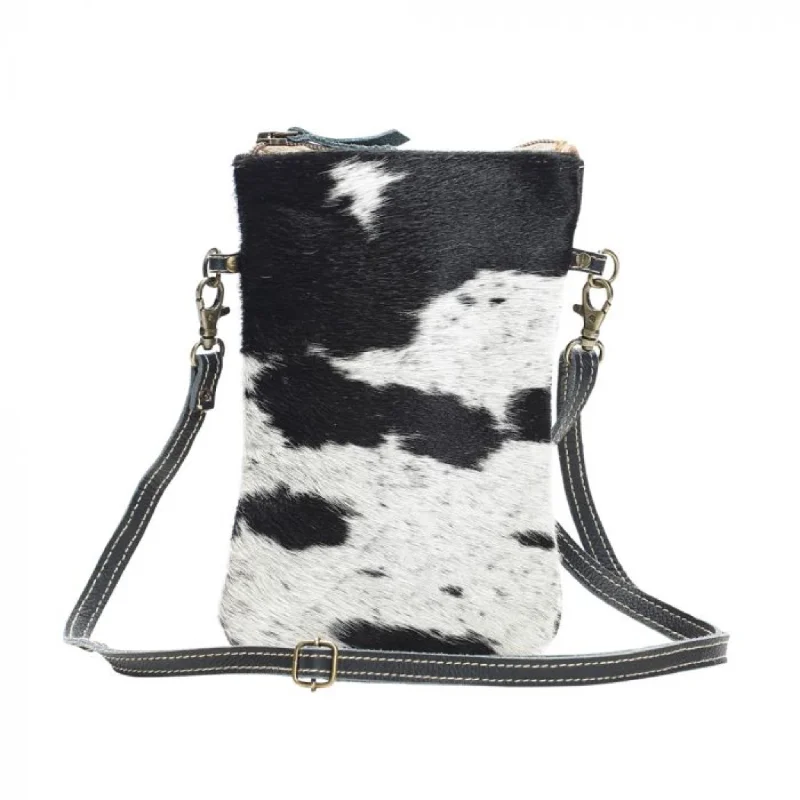 Myra Black & White Hairon Crossbody Bag