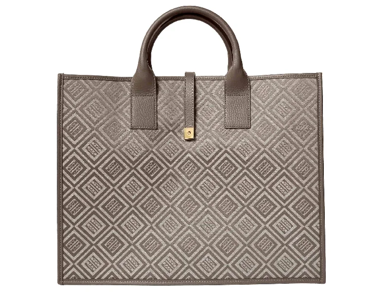 Aurora Large Logo Jacquard Print Tote Bag - Beige/Taupe