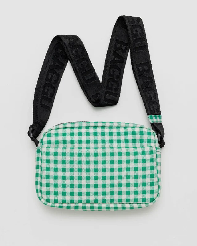 Camera Crossbody in Green Gingham from BAGGU