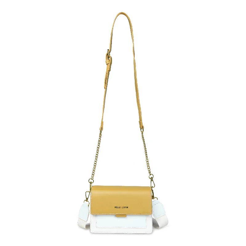 Pelle Luxure Small PU Sling Bag – Perfect for Women, Available in Mustard, White, and Olive