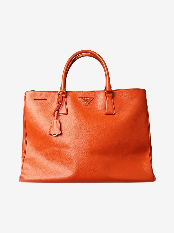 Orange large Saffiano leather Galleria top handle bag