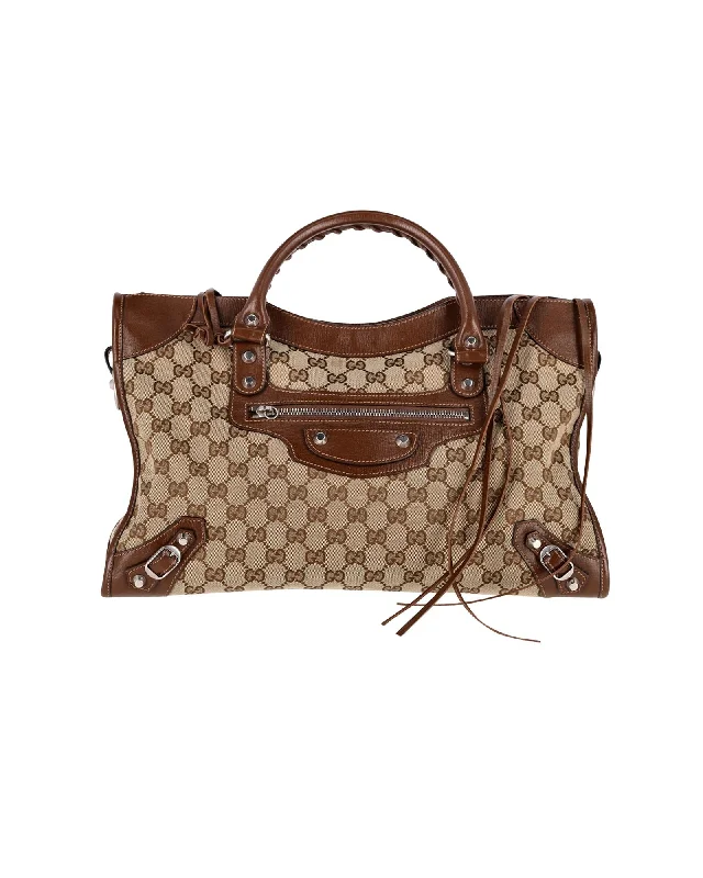 Gucci X Balenciaga The Hacker Project GG Canvas Neo Classic Bag Medium in Brown Canvas and Leather