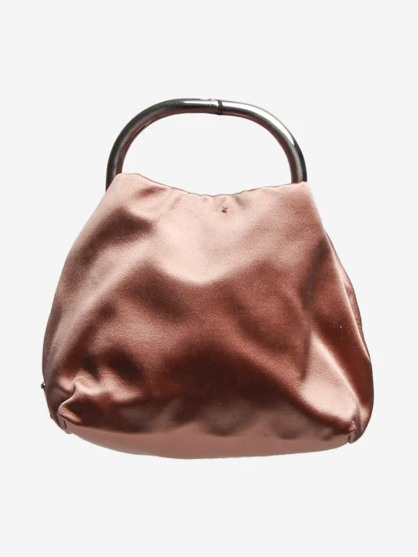 Dusty pink mini satin top handle bag