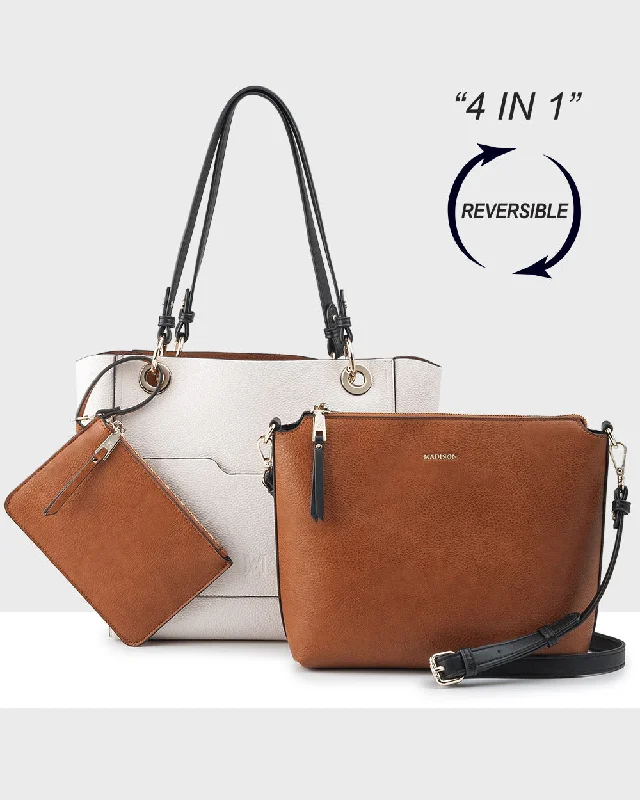 4 in 1 Reversible Tote, Crossbody Bag & Zip Purse