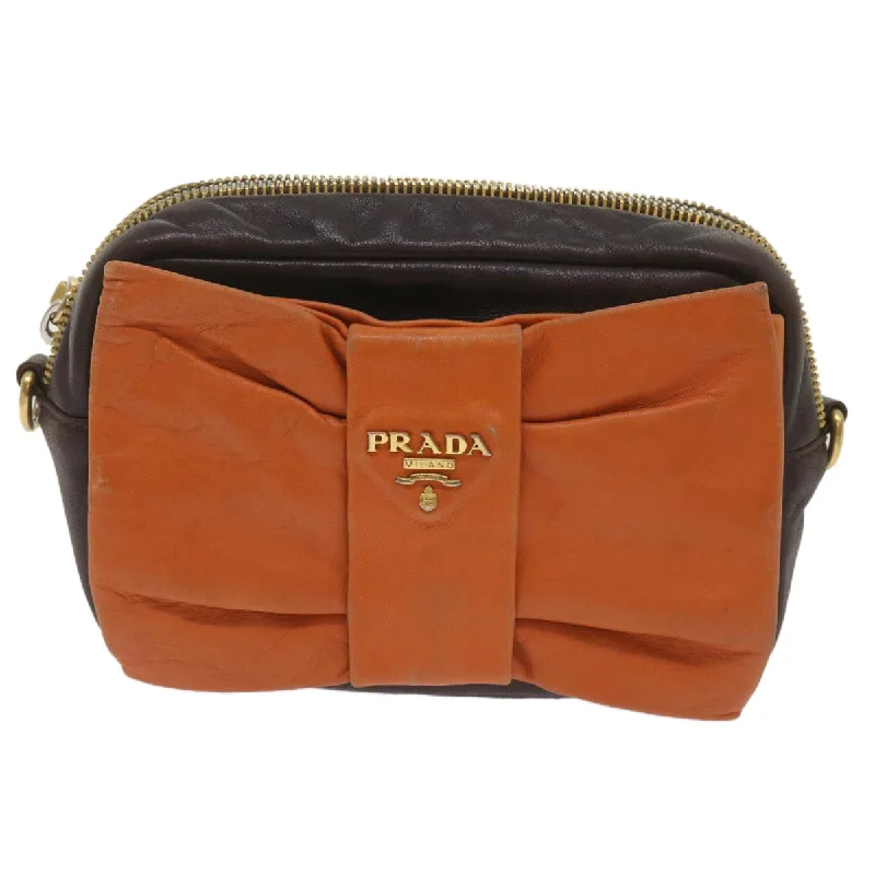 Prada Ribbon  Leather Shoulder Bag (Pre-Owned)