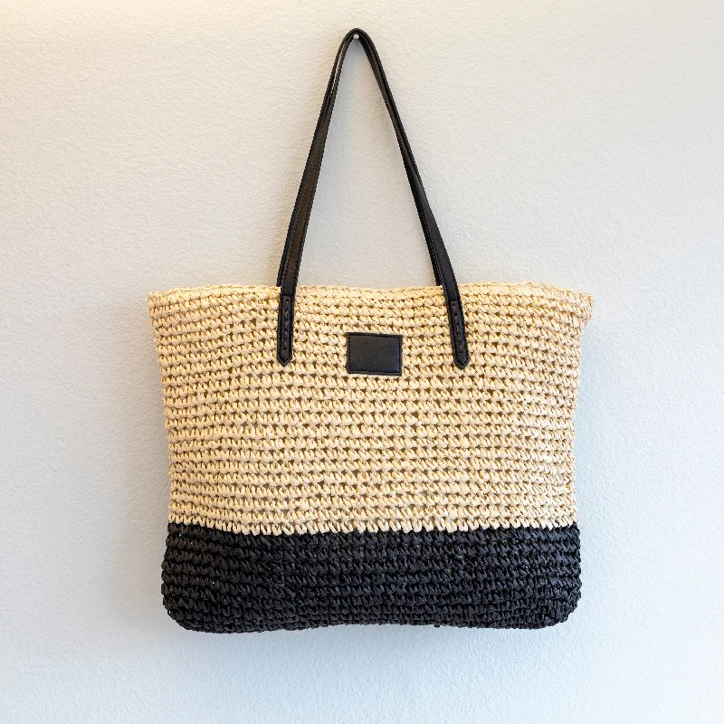 Elena Handbags Large Straw Woven Summer Tote