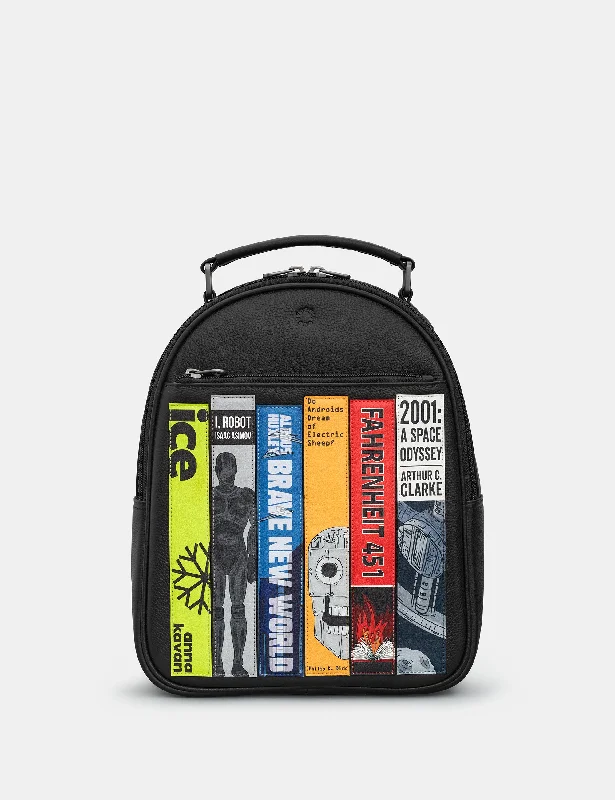 Sci-Fi Bookworm Black Leather Backpack