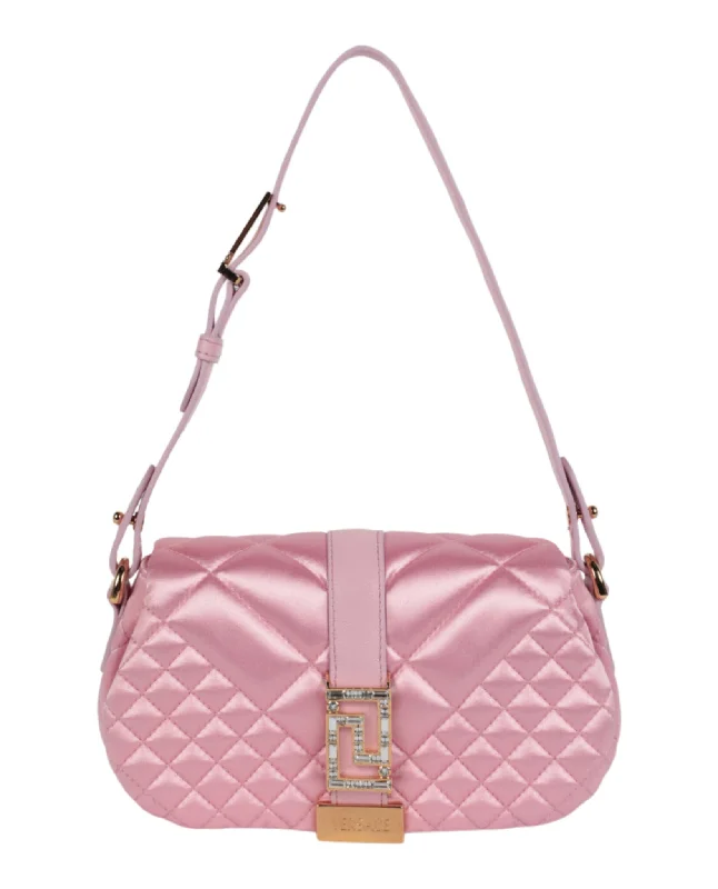 Greca Goddess  Quilted Satin Shoulder Bag