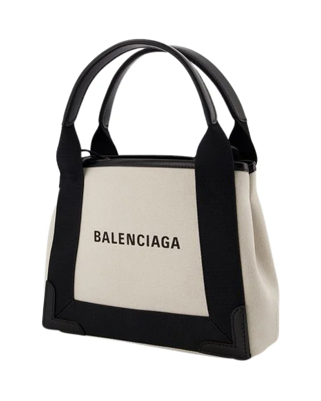 Navy Cabas S Bag - Balenciaga -  Natural/ Black - Canva