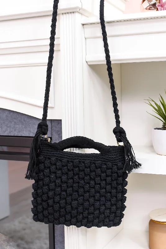 Miss Country Girl Black Crochet Bag - BAG1702BK