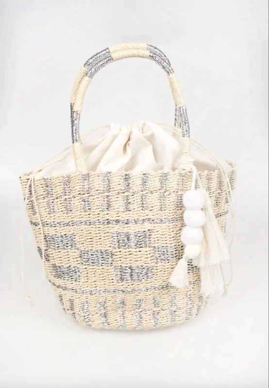 Women's Summertime Tote Bag In Silver / Beige