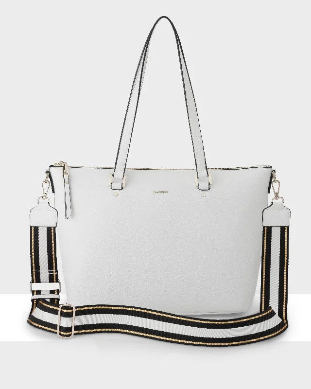 Vivian Medium Zip Top Tote With Metallic Stripe Strap