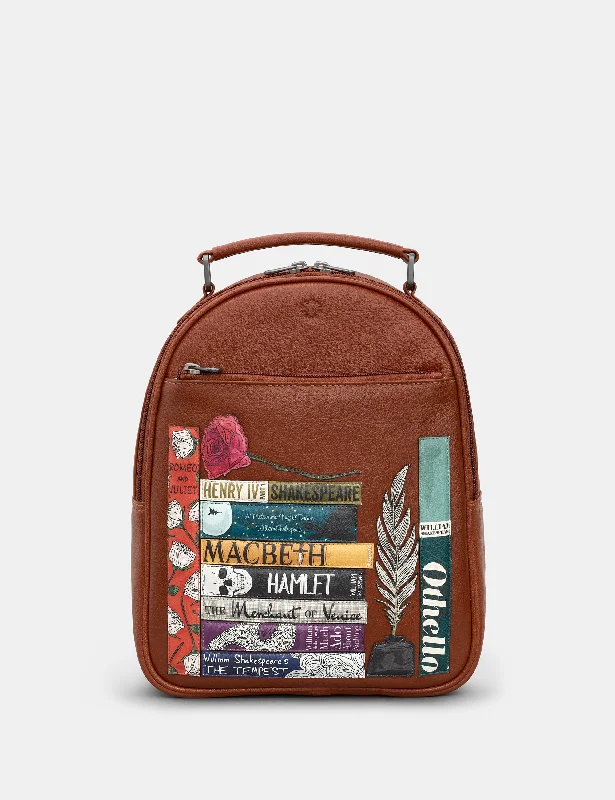 Shakespeare Bookworm Brown Leather Backpack