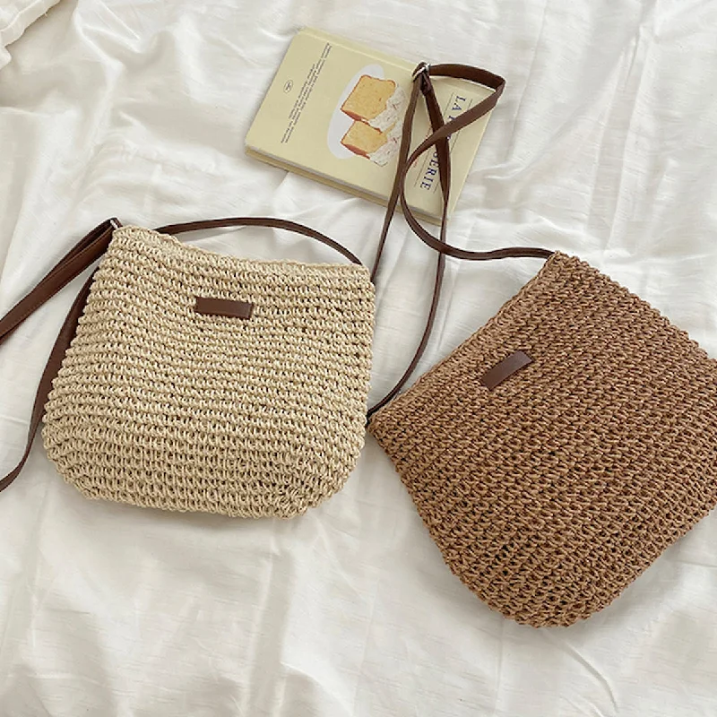 Elena Handbags Straw Woven Crossbody Bag