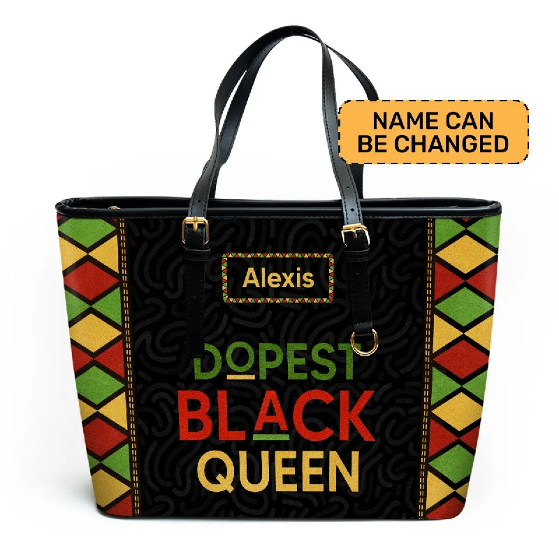 Dopest Black Queen - Personalized Leather Totebag SB09