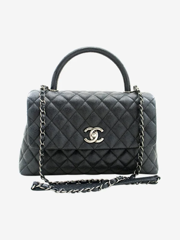 Black 2016 quilted caviar leather 2way bag