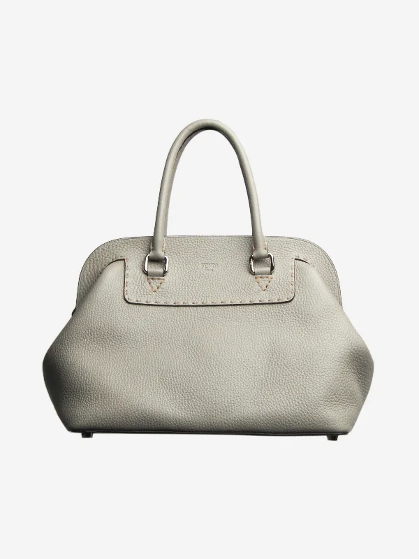 Fendi Grey zipped top handle bag - size