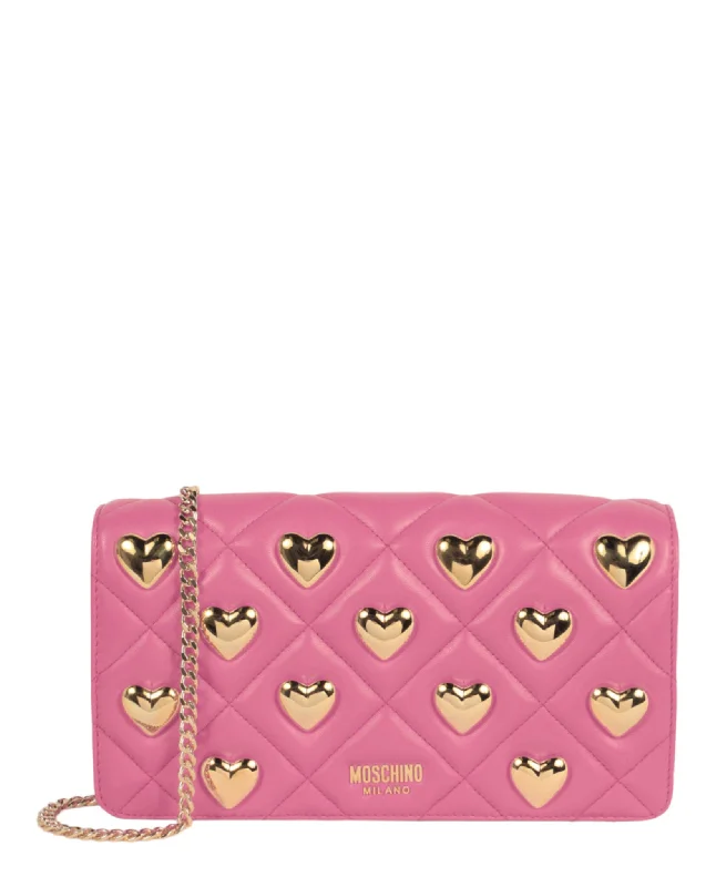 Heart Studs Quilted Shoulder Bag