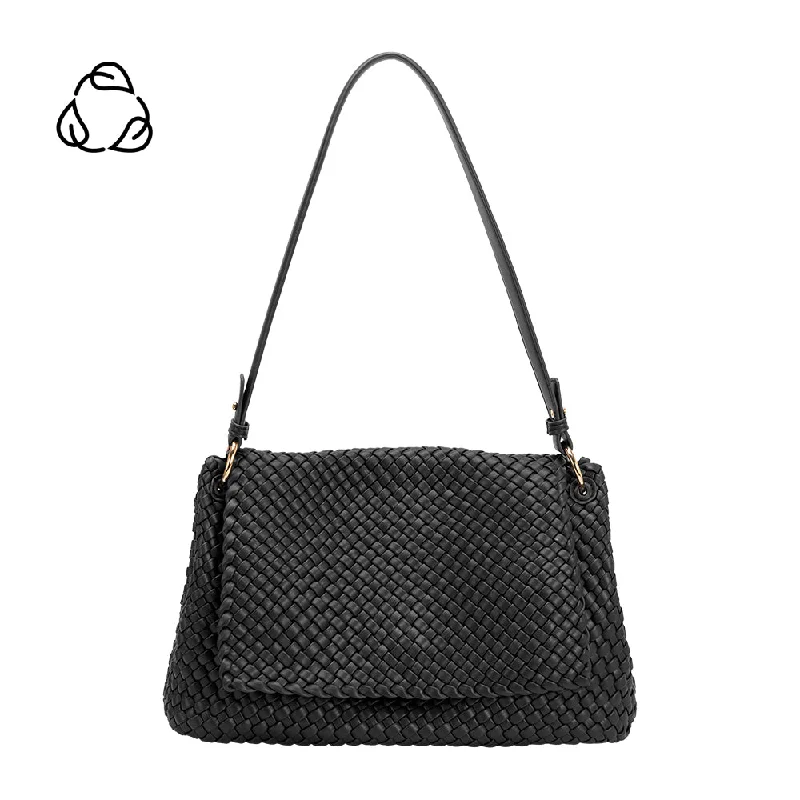 Natalia Black Woven Recycled Vegan Shoulder Bag