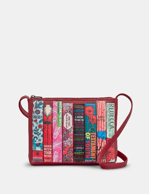 Bookworm Cherry Red Leather Cross Body Bag