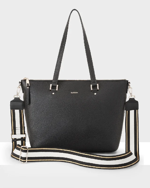 Vivian Medium Zip Top Tote With Metallic Stripe Strap