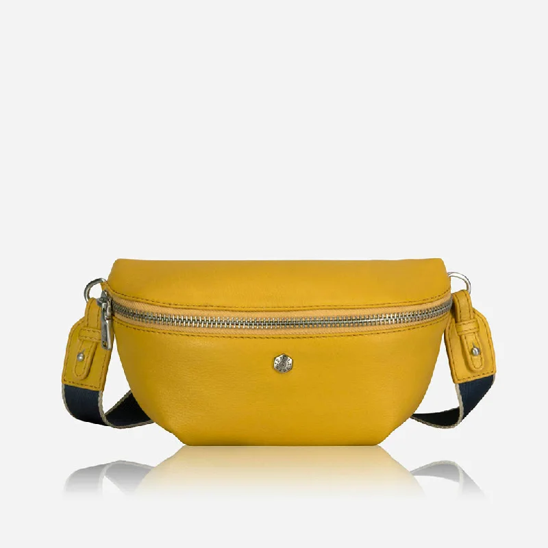 Osaka Slim Ladies Leather Waist Bag, Sunflower Yellow