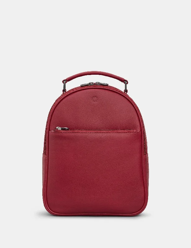 Sloane Cherry Red Leather Backpack