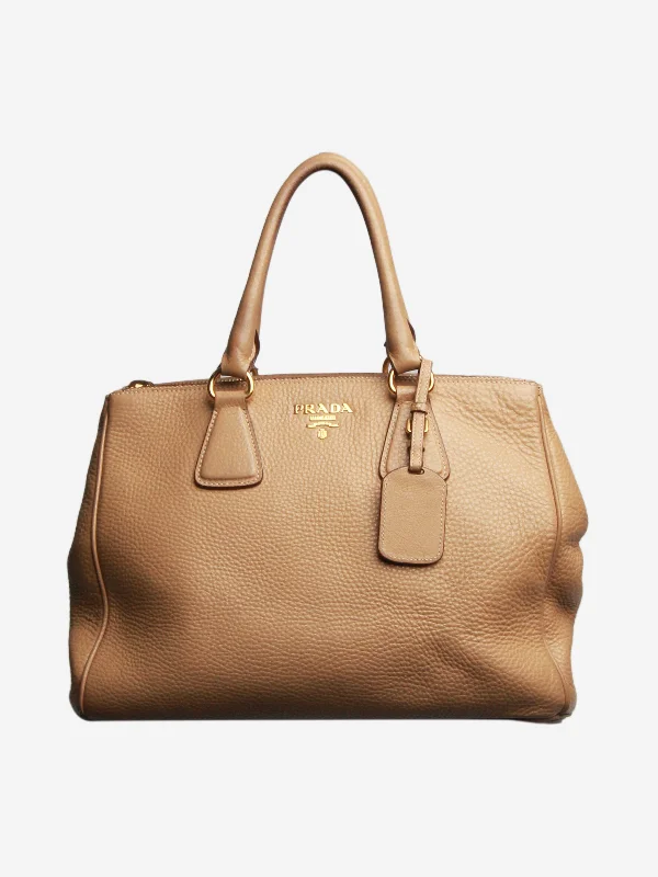 Prada Brown medium leather top handle bag - size