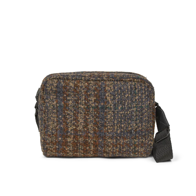 Extra-Large Woolen Check Boxy Crossbody Bag