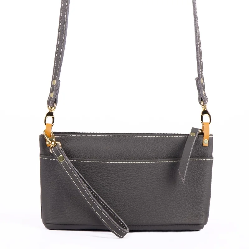 SECOND, Paula Crossbody / Wristlet, Pacific in Charcoal