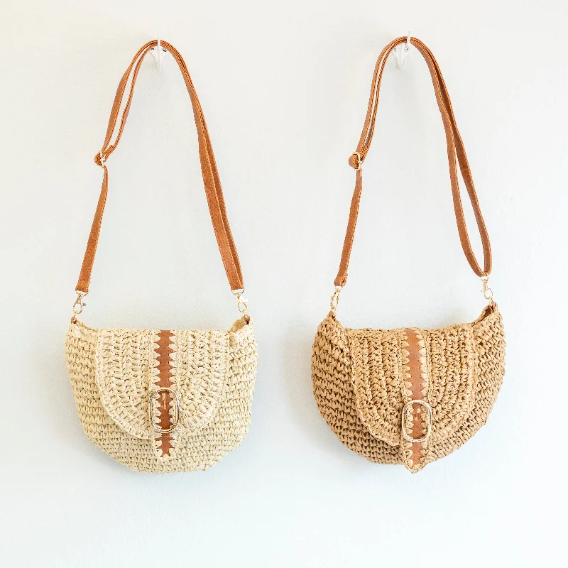 Elena Handbags Straw Woven Crossbody Bag