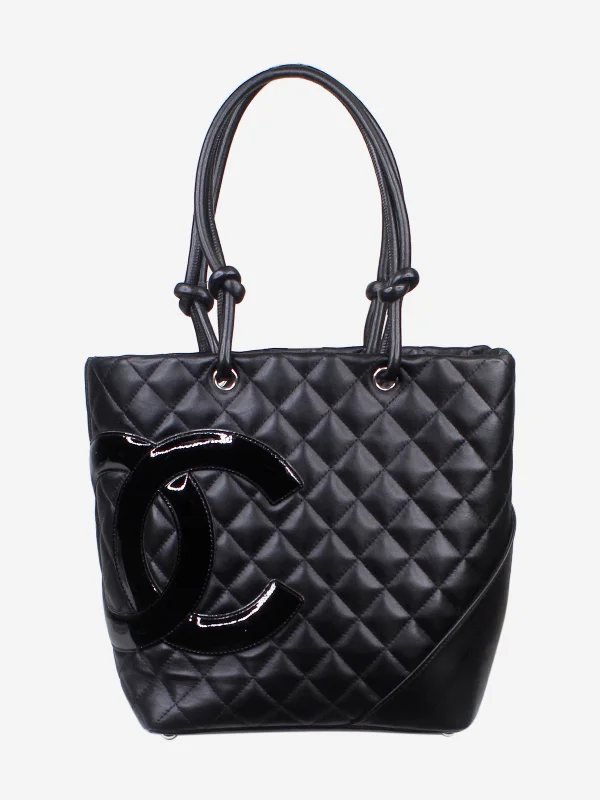 Black 2005-2006 quilted Cambon ligne tote bag