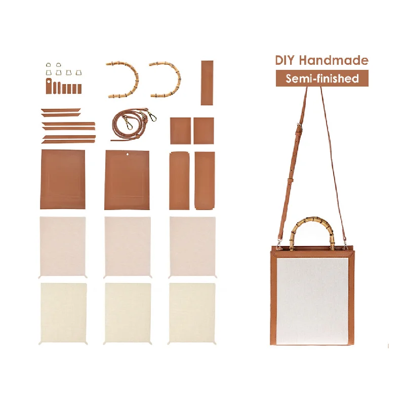 POPSEWING® Leather Dustbag Recycle Bamboo Handles Bag DIY Kit