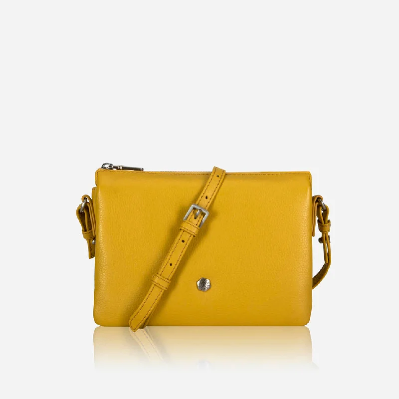 Slim Ladies Leather Crossbody, Yellow