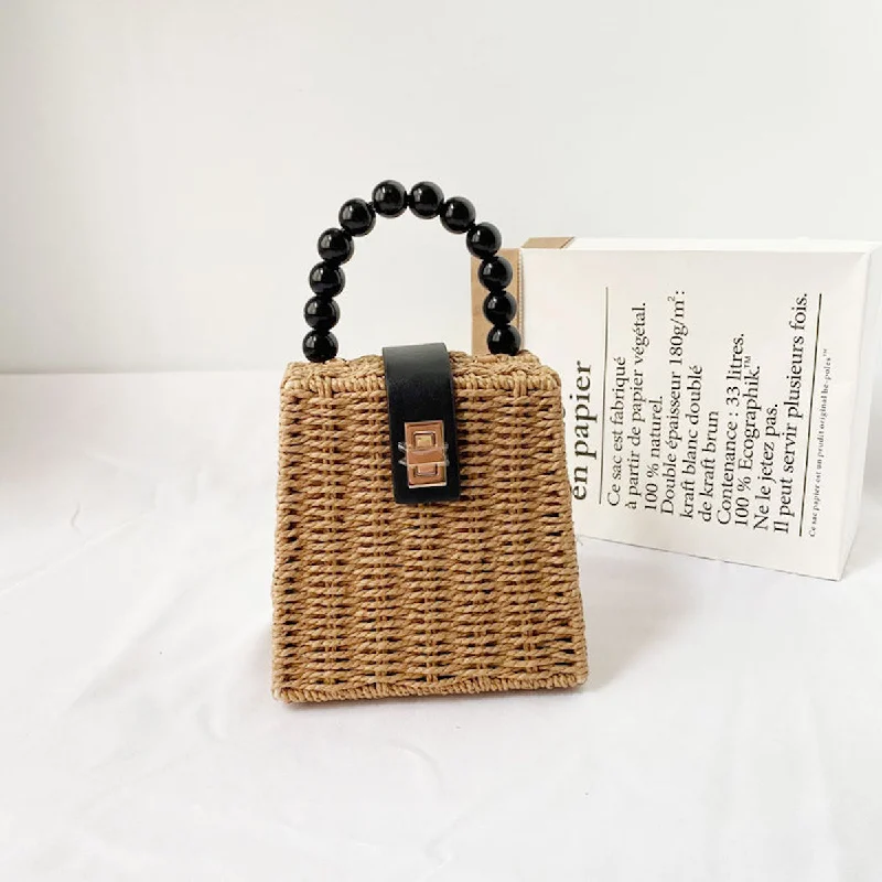 Elena Handbags Straw Woven Box Purse