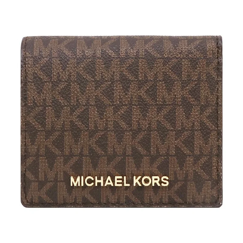 Michael Kors Jet Set Travel Card Case Carryall Medium Wallet Brown (35F8GTVD2B)