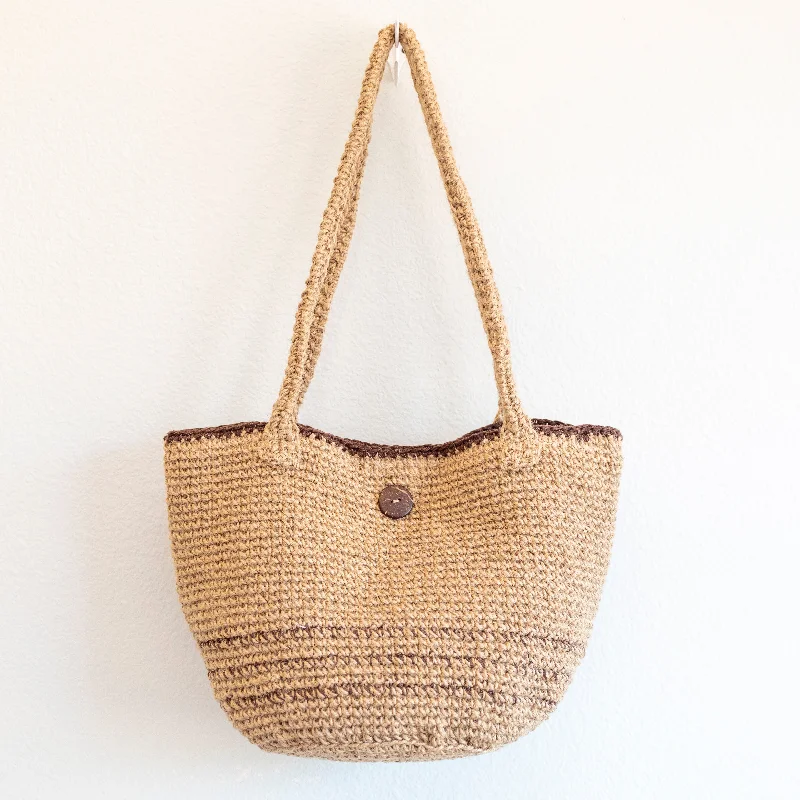 Elena Handbags Natural Cotton Jute Basket Shoulder Bag