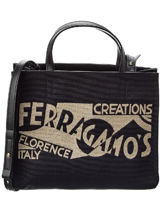 Ferragamo Logo Leather-Trim Tote