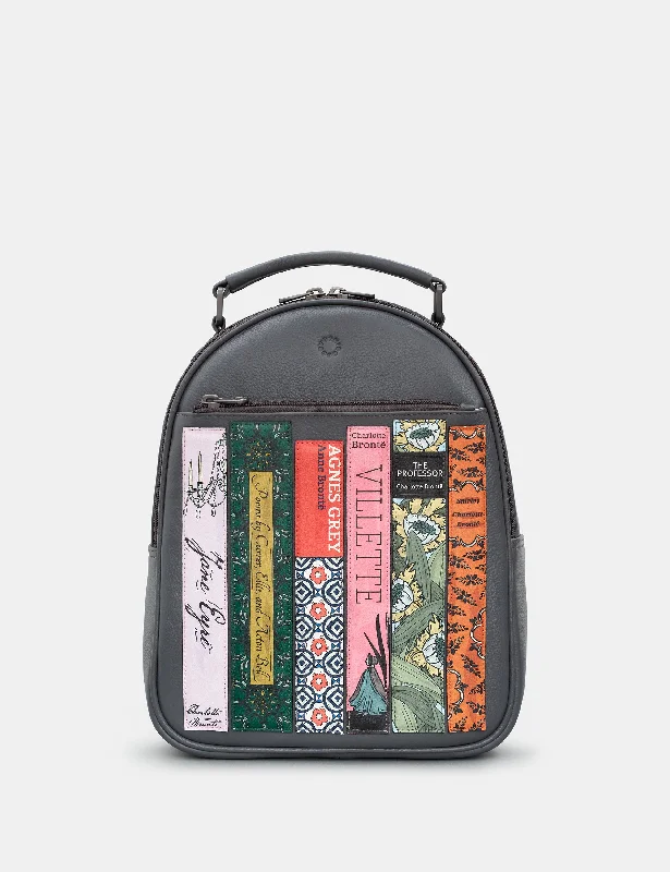 Brontë Bookworm Grey Leather Backpack