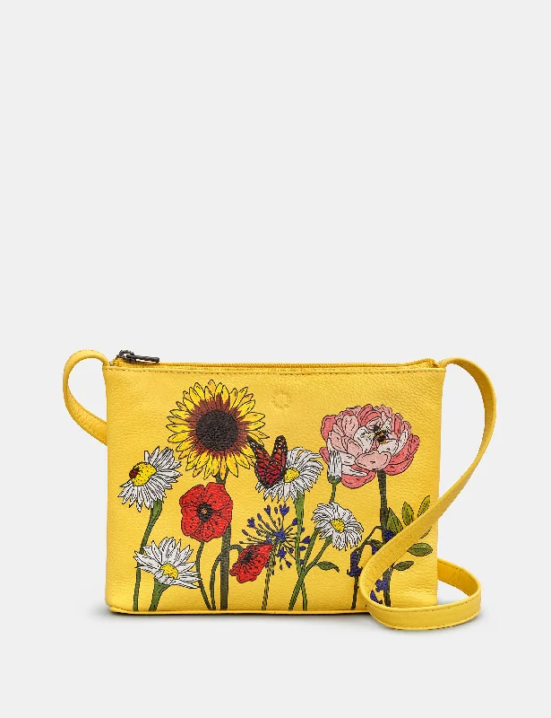 Wildflowers Leather Cross Body Bag