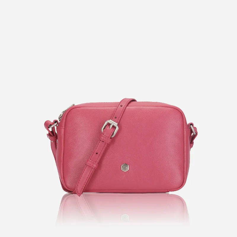 Slim Ladies Leather Crossbody, Flamingo