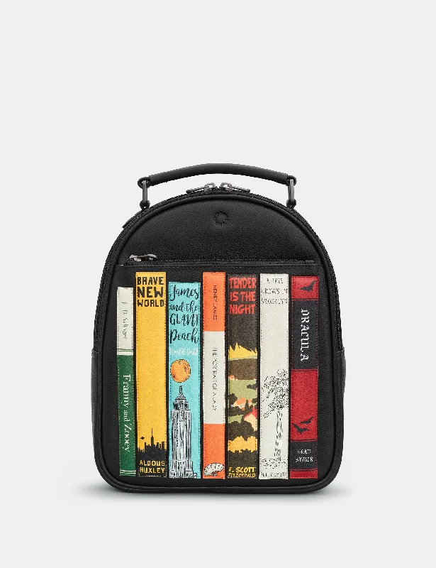 Bookworm Black Leather Backpack