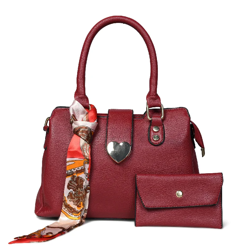 Pelle Luxure Women's PU Cherry Red Satchel Bag